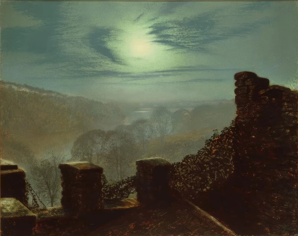 J.A. Grimshaw, Luna piena dietro nuvola cirro da Roundhay P